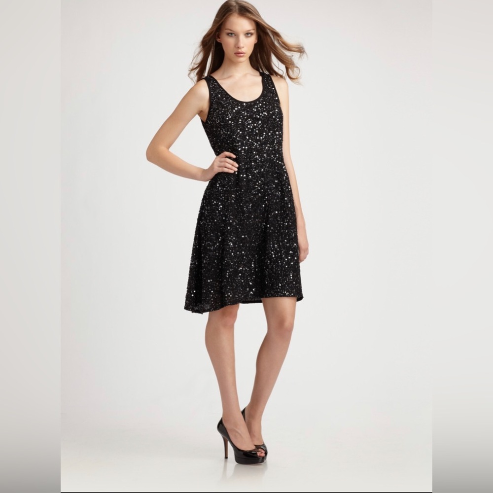 Eileen Fisher sleeveless black sequin dress